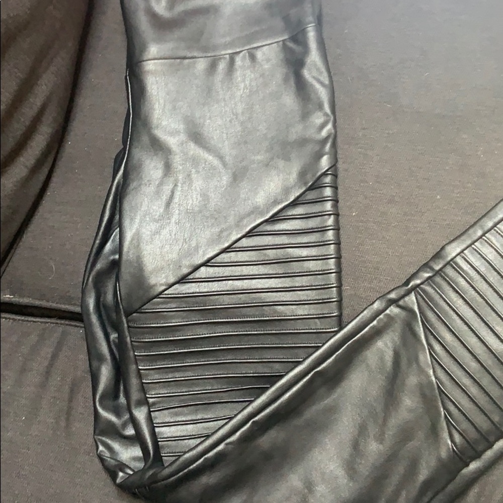 Leather moto leggings